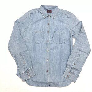Untuckit Women's Alleanza Blue Long Sleeve‎ Shirt Size 2 NEW